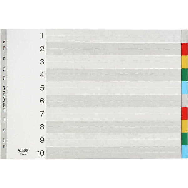 Bantex Pp Index Divider 1-10 Tab Landscape A3 Coloured 400135583 - SuperOffice