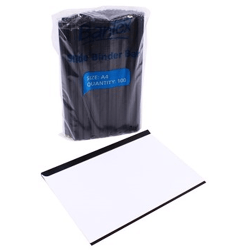 Bantex Slide Binder Bar 10mm A4 Black Box 100 SuperOffice