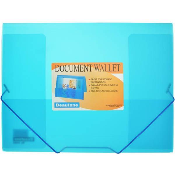 Beautone Cool Frost Document Wallet A4 Transparent Blue 100851898 - SuperOffice