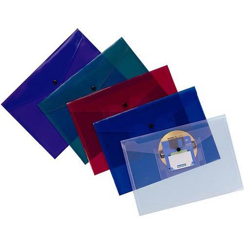 Beautone Deluxe Document Folder Button Closure Media Pocket A4 Clear 100851893 - SuperOffice
