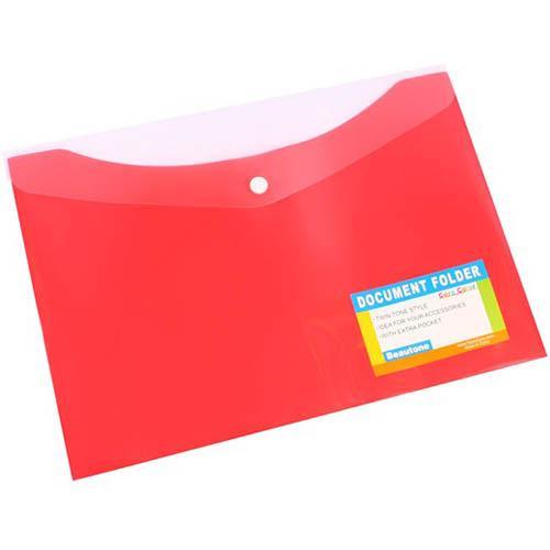 Beautone Document Folder Button Closure A4 Red 100851843 - SuperOffice