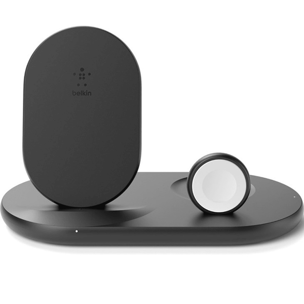 Belkin 7.5W 3-In-1 Wireless Charging Stand Hub for Apple iPhone Watch AirPods Black WIZ001AUBK - SuperOffice