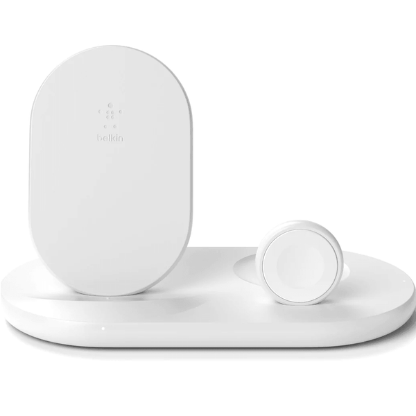 Belkin 7.5W 3-In-1 Wireless Charging Stand Hub for Apple iPhone Watch AirPods White WIZ001AUWH - SuperOffice