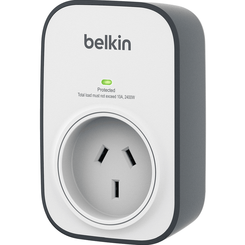 Belkin SurgeCube 240V 1 Outlet Wall Mounted Surge Protector Power Board Plug Grey/White 2 Pack BSV102AU (2 Pack) - SuperOffice