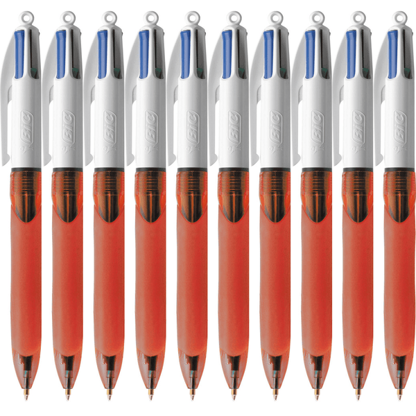 Bic 4 Colour Grip Retractable Ballpoint Pen Fine Box 10 954301 (Box 10) - SuperOffice