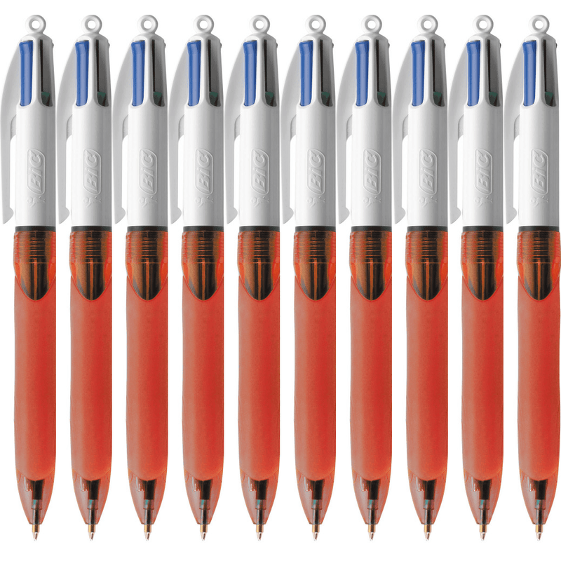 Bic 4 Colour Grip Retractable Ballpoint Pen Fine Box 10 954301 (Box 10) - SuperOffice