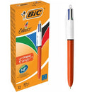 Bic 4 Colour Retractable Ballpoint Pen Fine Orange Barrell Box 12 982867 (Box 12) - SuperOffice