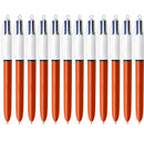 Bic 4 Colour Retractable Ballpoint Pen Fine Orange Barrell Box 12 982867 (Box 12) - SuperOffice