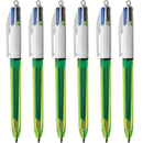Bic 4 Colour Retractable Ballpoint Pen Medium Fluo Colours Pack 6 954408 (6 Pack) - SuperOffice