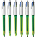 Bic 4 Colour Retractable Ballpoint Pen Medium Fluo Colours Pack 6 954408 (6 Pack) - SuperOffice