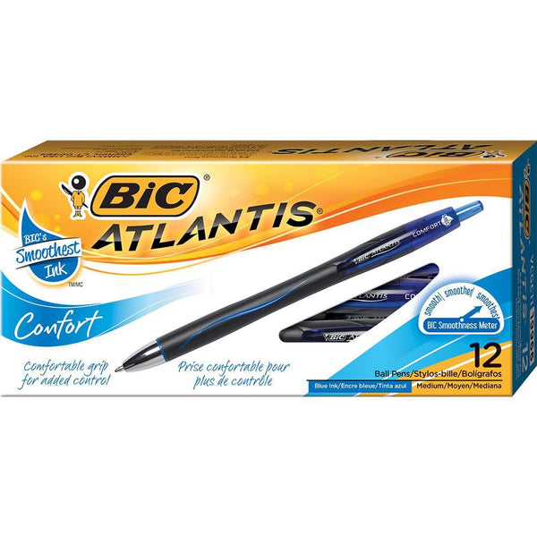 Bic Atlantis Comfort Retractable Ballpoint Pen Blue Box 12 7199664 - SuperOffice
