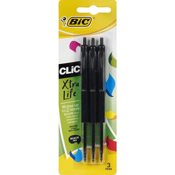 Bic Clic Retractable Ballpoint Pen Medium 1.0Mm Blue Pack 3 922634 - SuperOffice