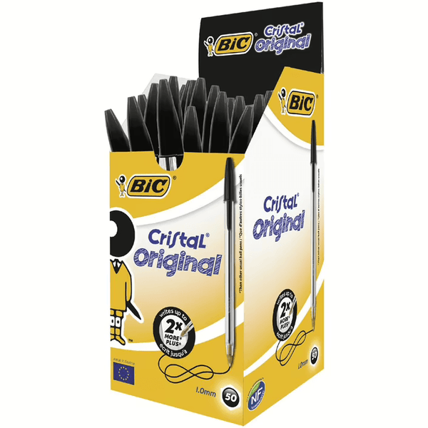 Bic Cristal Ballpoint Pens Medium Black Box 50 8127951 - SuperOffice