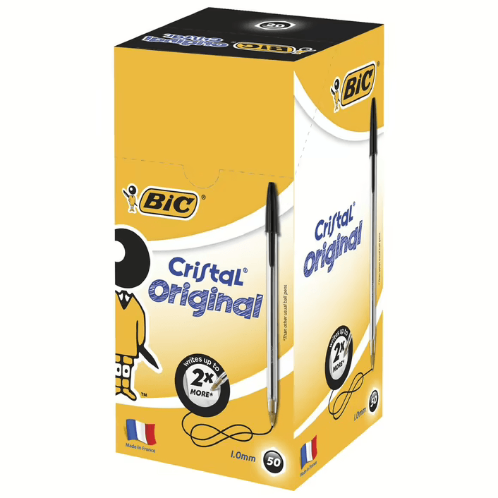 Bic Cristal Ballpoint Pens Medium Black Box 50 8127951 - SuperOffice