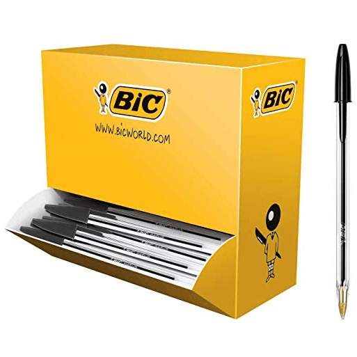 Bic Cristal Ballpoint Pens Medium Black Dispenser Box 100 BULK 8962902 - SuperOffice