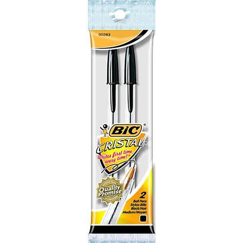 Bic Cristal Ballpoint Pens Medium Black Pack 2 954364 - SuperOffice