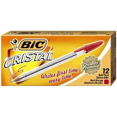Bic Cristal Ballpoint Pens Medium Red Box 12 954378 - SuperOffice