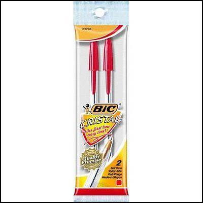 Bic Cristal Ballpoint Pens Medium Red Pack 2 954370 - SuperOffice