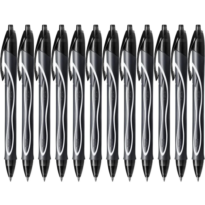 Bic Gelocity Retractable Quick Dry Gel Pen Medium 0.7mm Black Box 12 949873 (Box 12) - SuperOffice