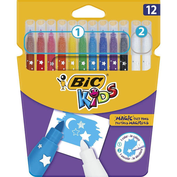 Bic Kids Colour And Erase Felt Tip Pens Medium Tip Pack 12 952361 - SuperOffice