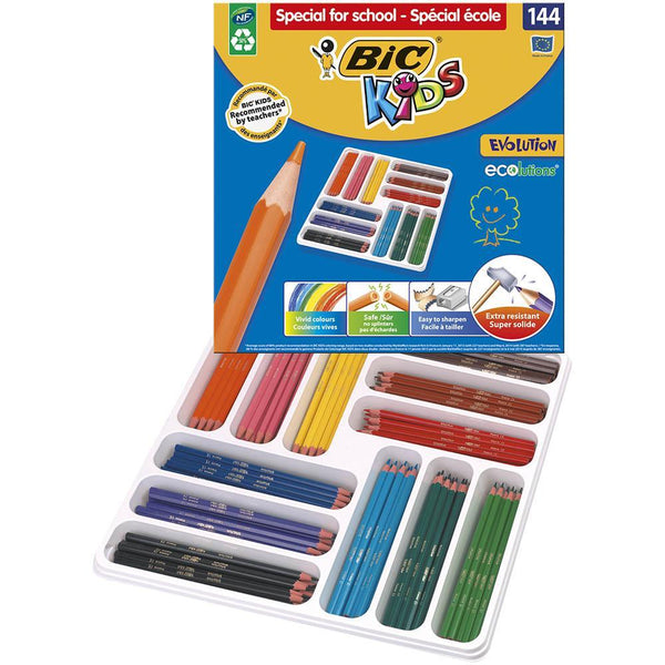 Bic Kids Evolution Colouring Pencil Assorted Classpack 144 887830 - SuperOffice