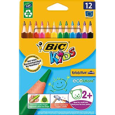 Bic Kids Evolution Triangular Colouring Pencils Assorted Pack 12 8297356 - SuperOffice