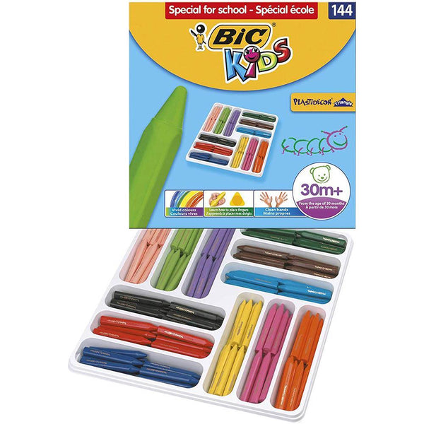 Bic Kids Plastidecor Triangle Crayons Assorted Classpack 144 8878331 - SuperOffice