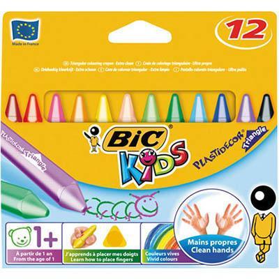 Bic Kids Plastidecor Triangular Crayon Assorted Pack 12 8297732 - SuperOffice