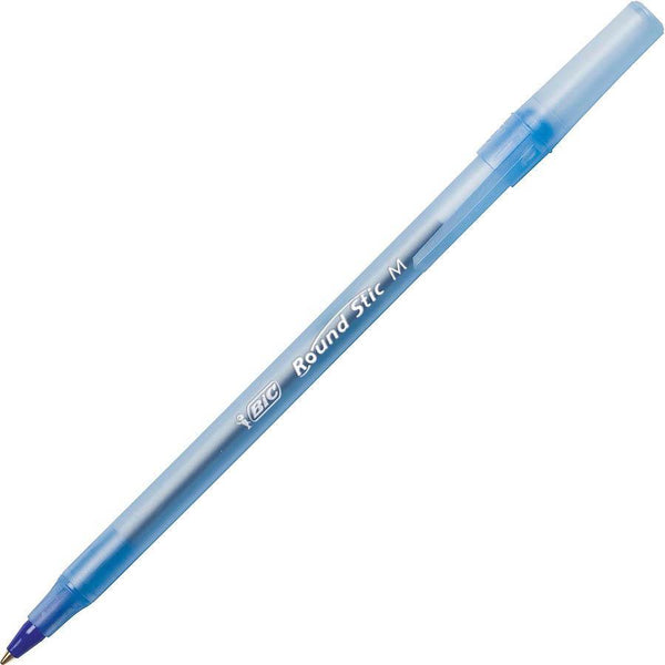 Bic Round Stic Ballpoint Pens Medium Blue Box 12 7202207 - SuperOffice