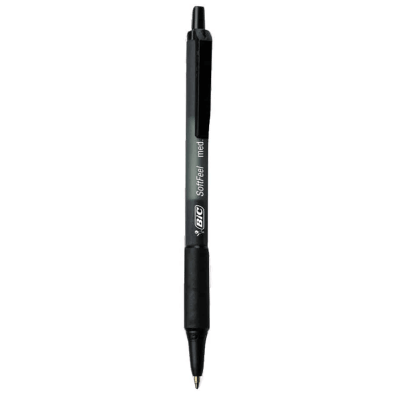Bic Softfeel Retractable Ballpoint Pen Medium Black Box 12 Soft Feel 953928 (Box 12 Black) - SuperOffice