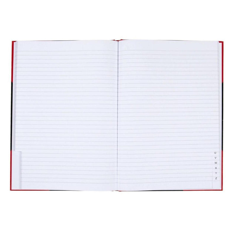 Black And Red Notebook Casebound Ruled A-Z Index Gloss Cover 100 Leaf A4 43114 - SuperOffice