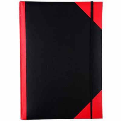 Black And Red Notebook Casebound Ruled Elastic Closure 200 Leaf A4 3001 - SuperOffice