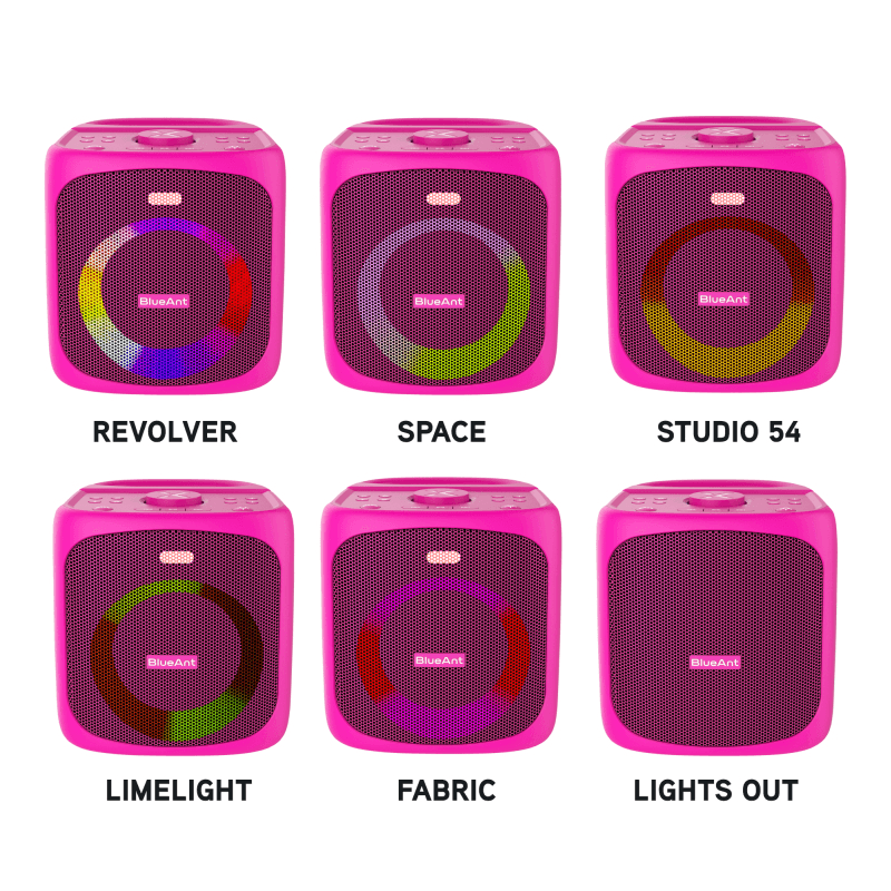 BlueAnt Portable X4 Bluetooth Party Speaker Light Up Microphone Pink X4-PK - SuperOffice