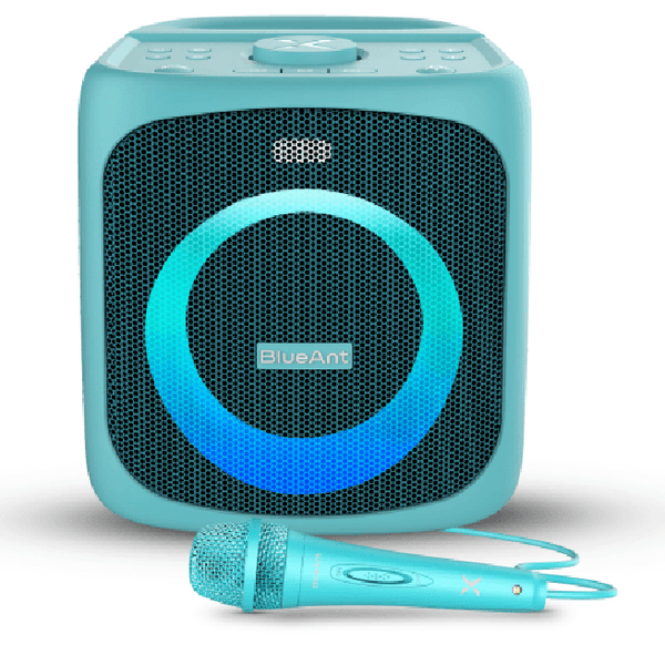 BlueAnt Portable X4 Bluetooth Party Speaker Light Up Microphone Teal Blue X4-TL - SuperOffice