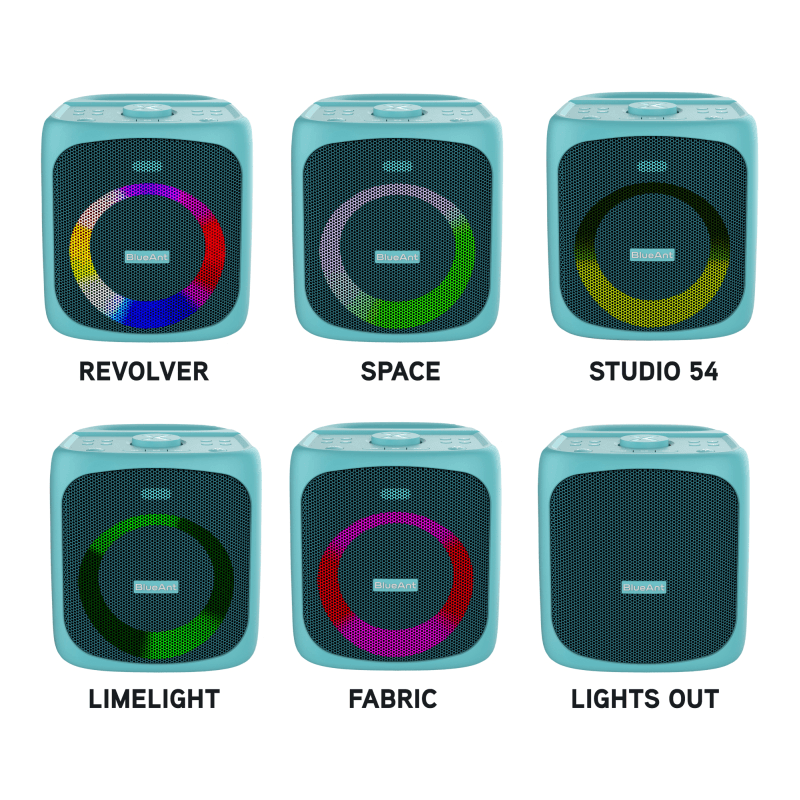 BlueAnt Portable X4 Bluetooth Party Speaker Light Up Microphone Teal Blue X4-TL - SuperOffice