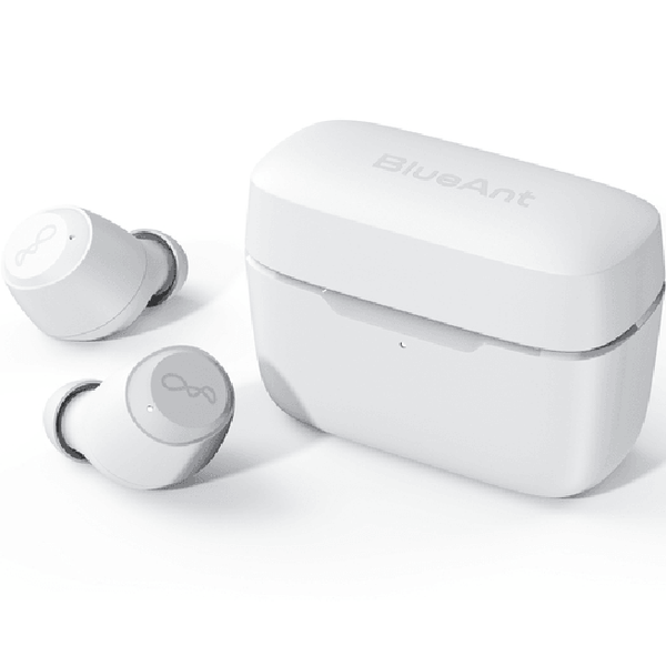 BlueAnt Pump Air Lite True Wireless Earbuds Earphones With Charge Case White Headphones PUMP-AIR-LITE-WH - SuperOffice