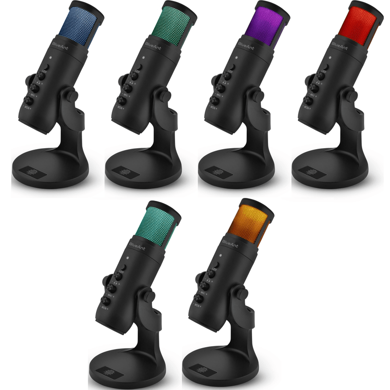 Blueant StreamX USB Microphone Streaming Studio LED Colours STREAMX-BK - SuperOffice