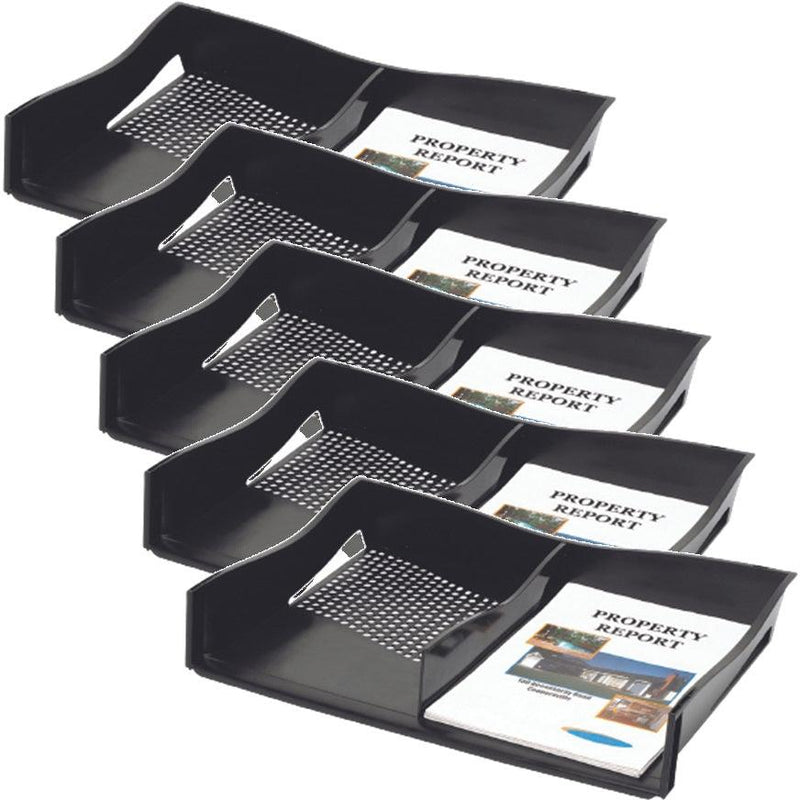 Box 5 Marbig Enviro Document Tray With Divider A3 Black 86610 (5 Pack) - SuperOffice