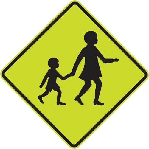 Brady Children Crossing Symbol C1 Reflective Aluminium 600x600mm Fluoro/Yellow/Green/Black B843074 - SuperOffice