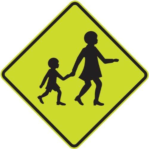 Brady Children Crossing Symbol C1 Reflective Aluminium 750x750mm Fluoro/Yellow/Green/Black B843917 - SuperOffice