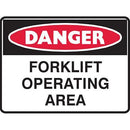 Brady Danger Sign Forklift Operating Area 450x300mm Polypropylene 841656 - SuperOffice