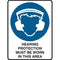 Brady Mandatory Sign Hearing Protection Must Be Worn In This Area 450x300mm Polypropylene 835011 - SuperOffice