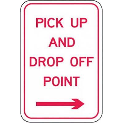 Brady Parking Signs - Pick Up And Drop Off Point Arrow Right Metal B850899 - SuperOffice