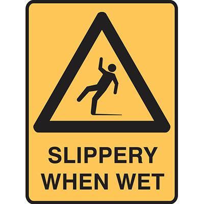 Brady Warning Sign Slippery When Wet 450x300mm Polypropylene 835386 - SuperOffice