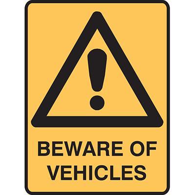 Brady Warning Sign Warning Beware Of Vehicles 450x300mm Polypropylene 833885 - SuperOffice
