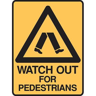 Brady Warning Sign Watch Out For Pedestrians 300x450mm Polypropylene 844441 - SuperOffice