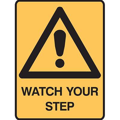 Brady Warning Sign Watch Your Step 300x400mm Polypropylene 835388 - SuperOffice