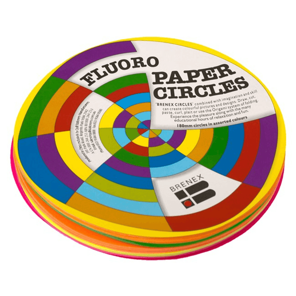 Brenex Fluoro Circle Paper Single Sided 120mm Assorted Colours Pack 120 100851995 - SuperOffice