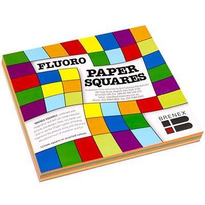 Brenex Fluoro Square Paper Single Sided 127 X 127Mm Assorted Pack 100 100852014 - SuperOffice