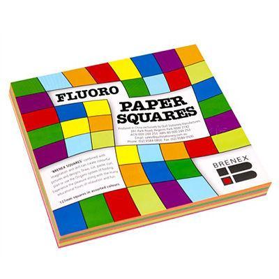 Brenex Fluoro Square Paper Single Sided 254 X 254Mm Assorted Pack 100 100852015 - SuperOffice